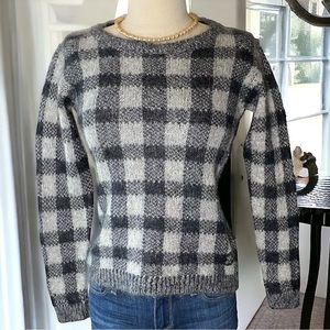 Moncler Maglione Tricot Girocollo Gray Plaid Sweater size XS